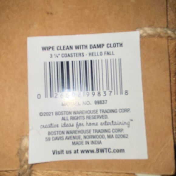 Bushel & Basket Hello Fall Mango Wood Set of 4‎ Coaster NWT - Picture 6 of 7